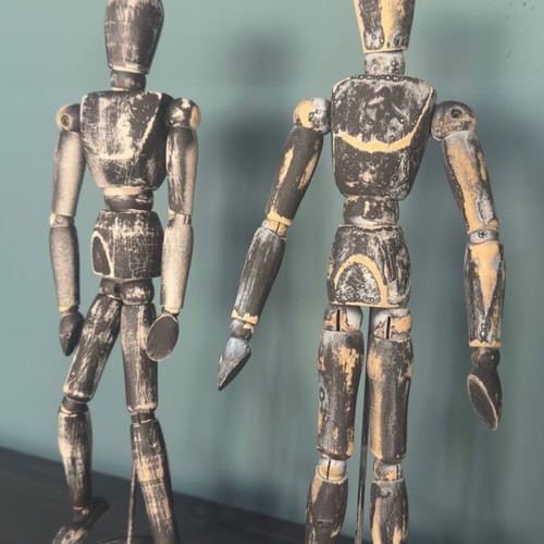 Handmade set of 2 mannequin figures hand-painted vintage style like new