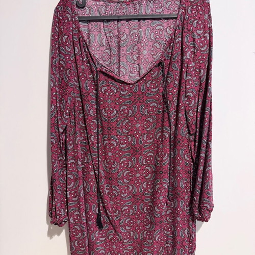 Burgundy blouse dress with paisley used, size M