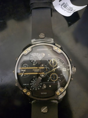 Diesel Mr. Daddy 2.0 Chronograph men's watch new, black leather strap