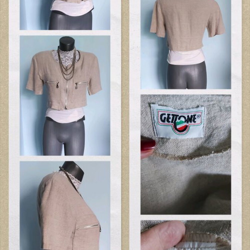 Gettone Linen Top with Metal Zippers L/XL like new
