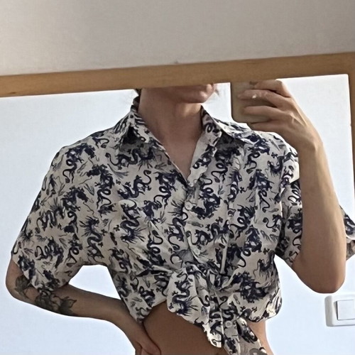 Dragon short-sleeve shirt new, size M-L, blue print