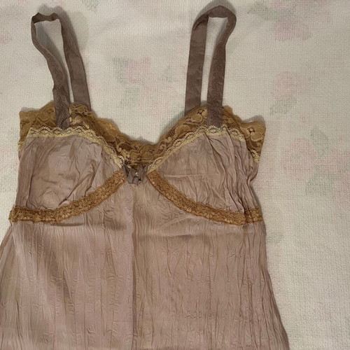 Feather Bone Silk Slip Dress Medium used, dusty rose with lace
