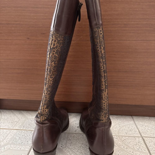 J. Bournazos leather boots used, size 37, brown with monogram pattern