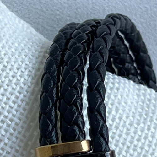 Men's bracelet like new, stainless steel and leather, length 21 cm