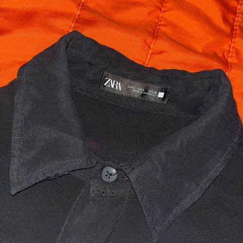 Zara see-through long sleeve shirt, black, size L