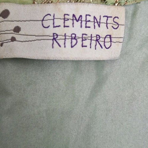 Clement Ribeiro Pure Silk Green Dress L Like New Wedding Baptism
