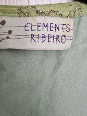 Clement Ribeiro Pure Silk Green Dress L Like New Wedding Baptism