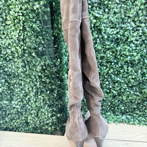 Nak Suede Tall Boots Size 40 Like New Beige Brown