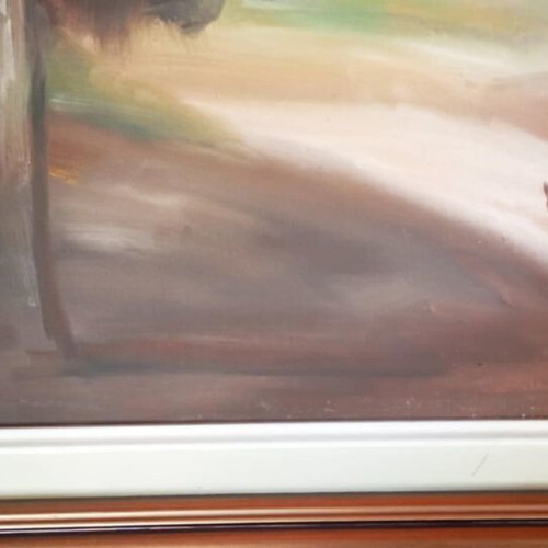 A. Leukadios oil painting 77x117 like new, signed, with frame