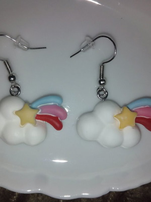 Cloud earrings with star new, white multicolor