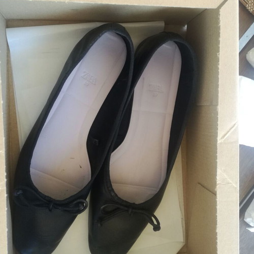 Zara ballerinas size 39 leather like new, black
