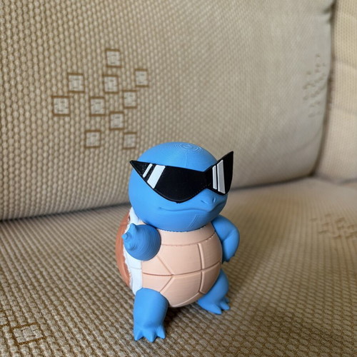 Squirtle figure with sunglasses, 3D printed