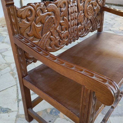 Wooden Skyriai style bench sofa used, handmade