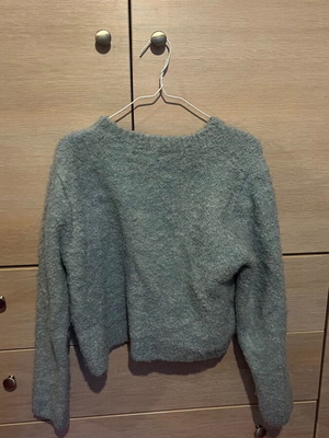 Woolen blue fuzzy blouse Mango like new, size small