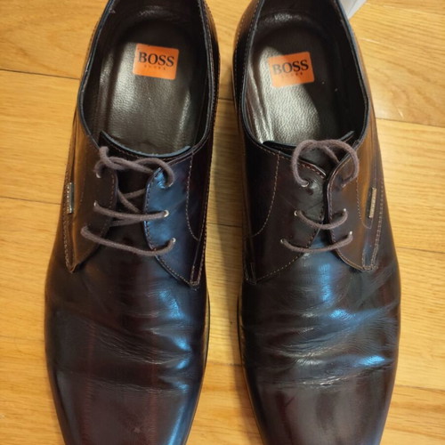 Boss men's leather lace-up shoes size 44, dark brown