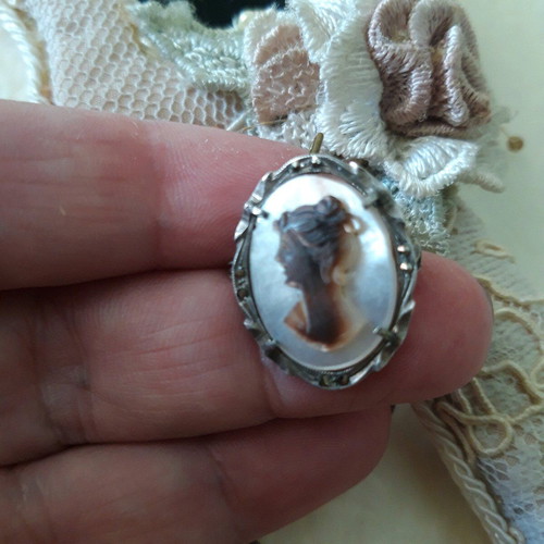 Silver cameo pendant 800 grade used with marcasites
