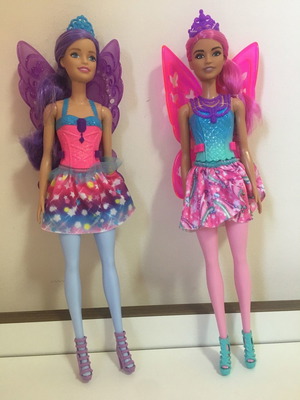 Barbie Dreamtopia Fairy Doll used, set of two purple and pink dolls
