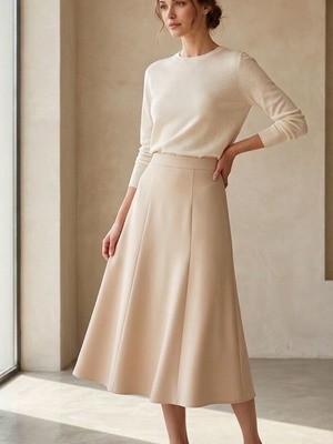 Skirt new in sand color, A-line cut, slight flare