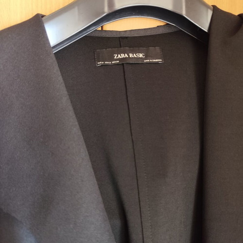 Zara Basic coat size M black like new with suede texture and hood