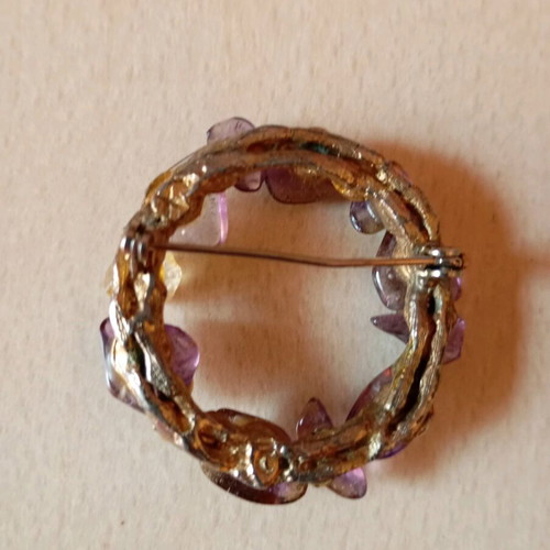 Vintage pin used with purple stones