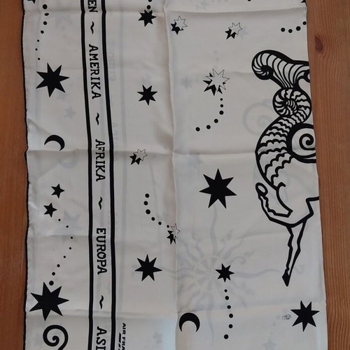 Air France vintage '60s scarf like new, black and white 88x88