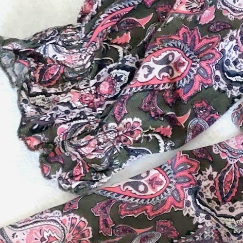 Boho blouse Bodyflirt with paisley pattern and elastic smocking, like new