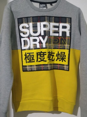 Superdry sweatshirt Small cotton yellow-gray like new