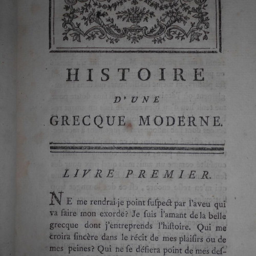 Histoire d'une Grecque book used, 18th century novel with engravings
