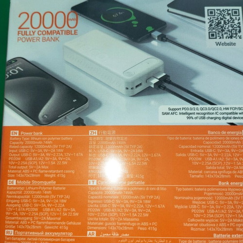 Powerbank 20000mAh fast charge new with quick charging