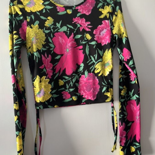 Pink Woman blouse size S with side ties, multicolor