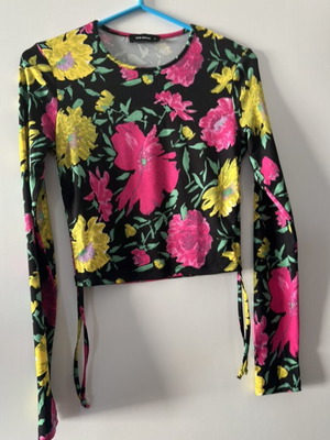 Pink Woman blouse size S with side ties, multicolor