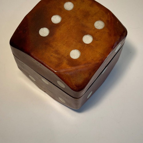 Leather card case used, made in Italy