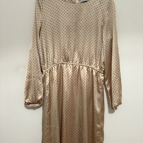 Compania Fantastica satin dress, champagne polka dots, asymmetric