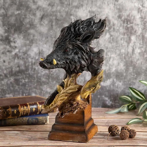 Boar Statue new, 34 cm, resin