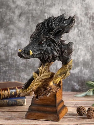 Boar Statue new, 34 cm, resin