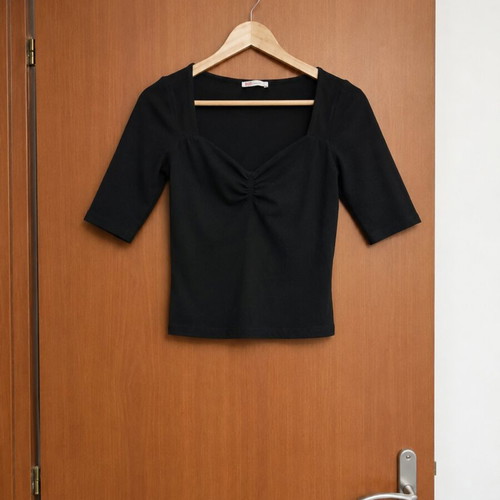 BSB Black Rib Top with Square Neck Size L New