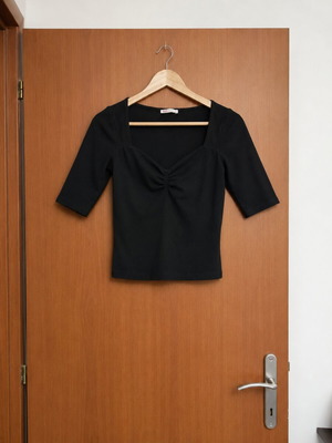 BSB Black Rib Top with Square Neck Size L New
