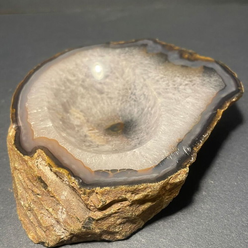 Agate Geode Ashtray used with natural translucency