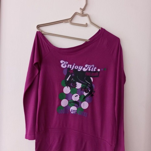 Enjoy Hit off-shoulder long sleeve blouse, purple/magenta, one size