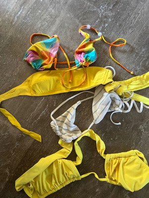 Swimsuits used, set of four for small bust, colorful