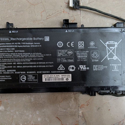 HP TE03XL laptop battery used, 61.6Wh, Pavilion 15-bc, Omen 15-ax