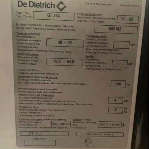 De Dietrich GT 224 oil burner, 50 kW