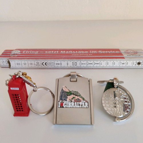 Collectible keychains travel set new, London phone box Gibraltar globe