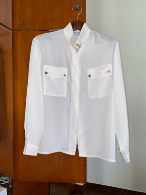 BISCOT vintage satin shirt large, like new, off-white