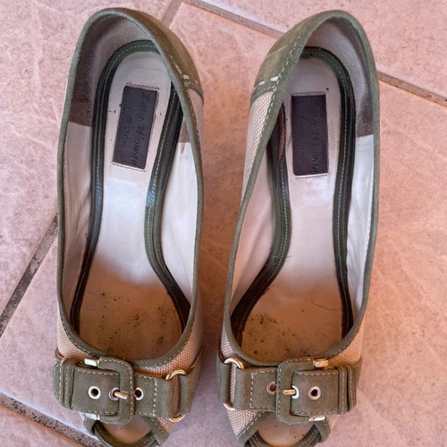 Peep toe women's sandals used, size 39, 8.5 cm heel