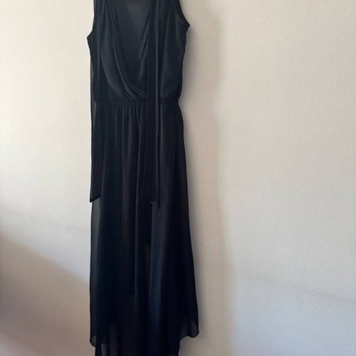 Black Asymmetrical Dress like new, chiffon, mini/maxi