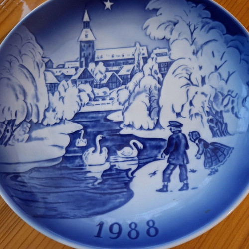 Collector's plate Old Copenhagen Blue style new, The Bell Deep, 19 cm