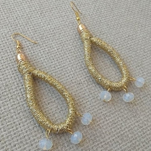 Gold earrings with moonstone new handmade