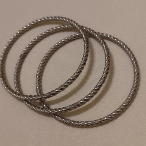 Silver stainless steel bracelets new, set of 3 pieces