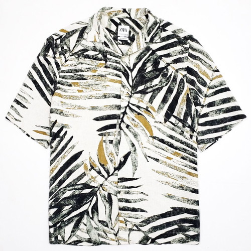 Zara men's short sleeve shirt palm leaf print like new, size S-M